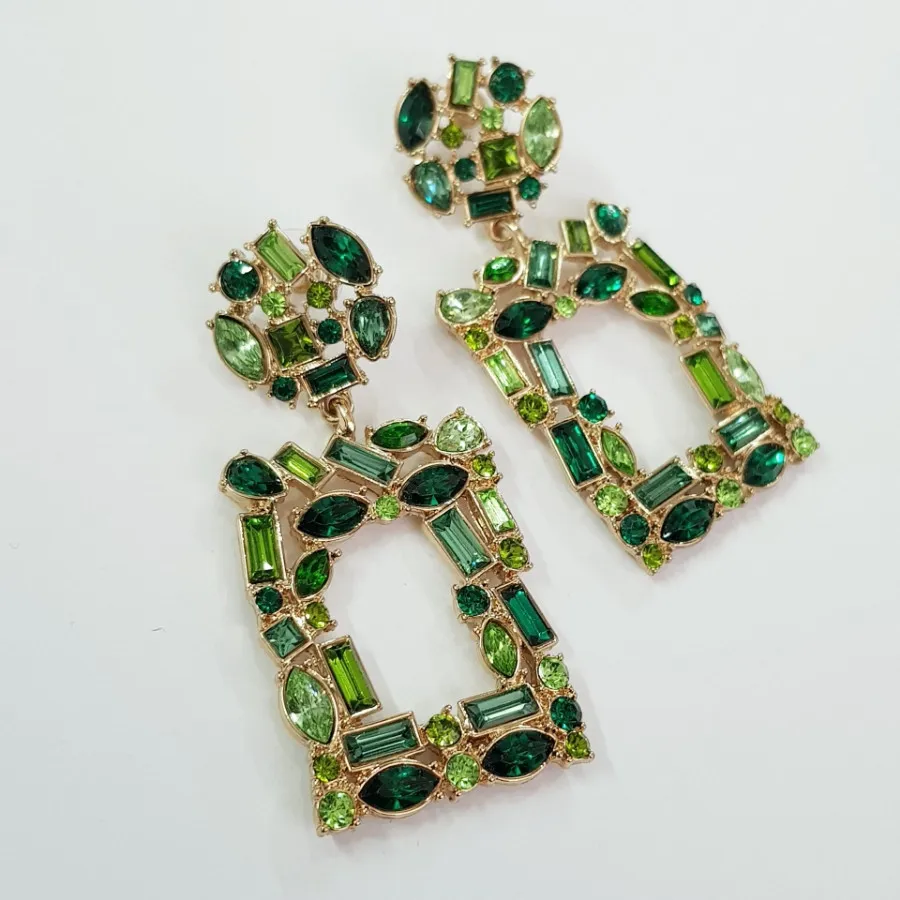 گوشواره طلایی نگین سبز