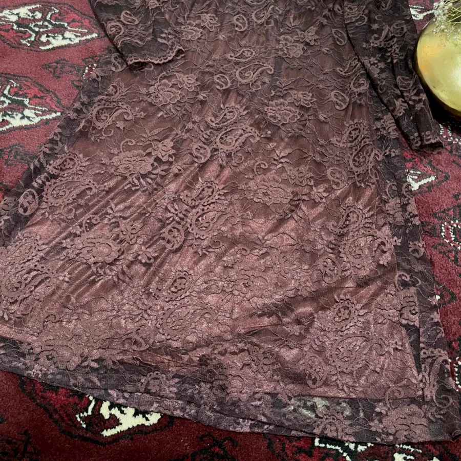 پیراهن گیپور قهوه ای