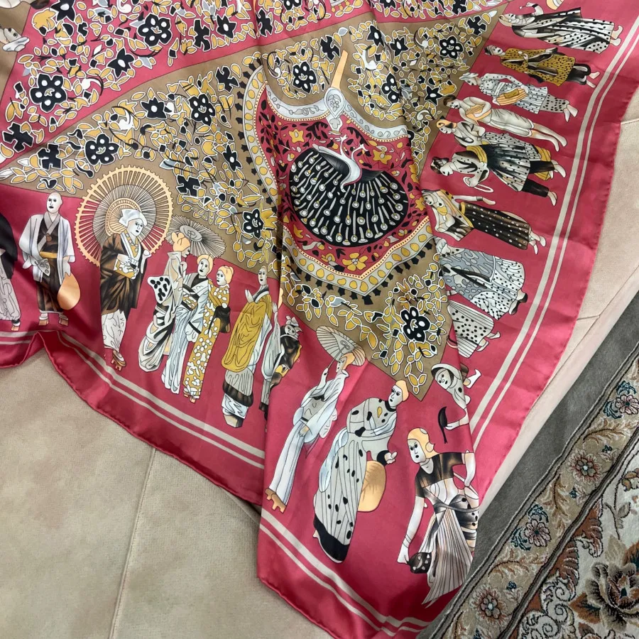 روسری ابریشم دور دست دوز