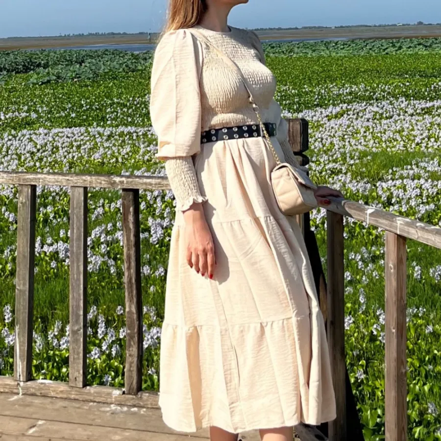 پیراهن ساحلی نخی