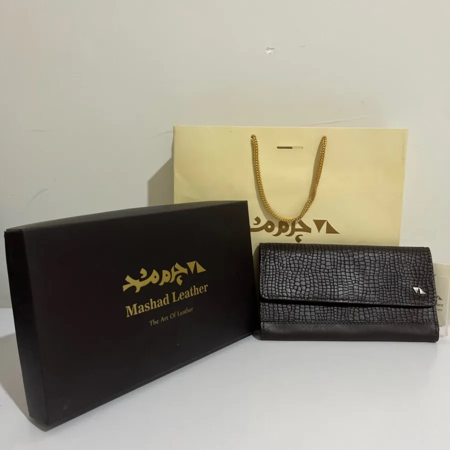 کیف پول چرم مشهد قهوه ای