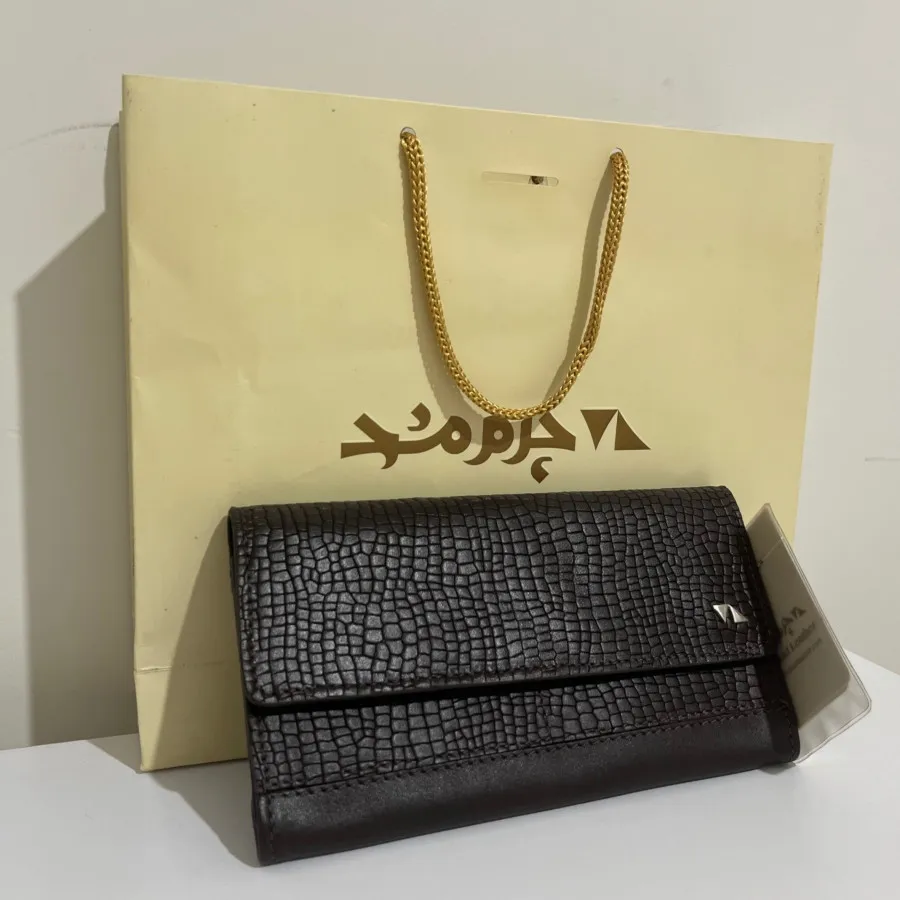 کیف پول چرم مشهد قهوه ای