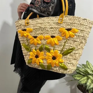 کیف های حصیری گلدوزی شده