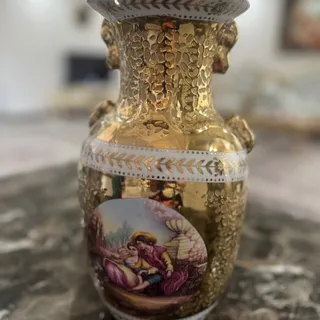 گلدان چینی آبکاری طلا