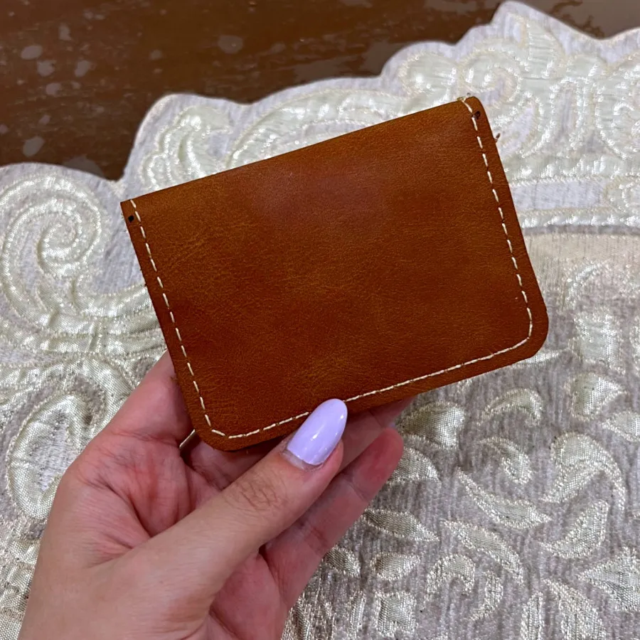 کیف پول چرم عسلی