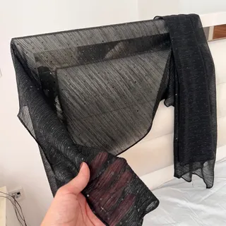شال مشکی لمه دار براق