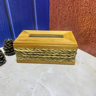 جا دستمال کاغذی چوب حصیر