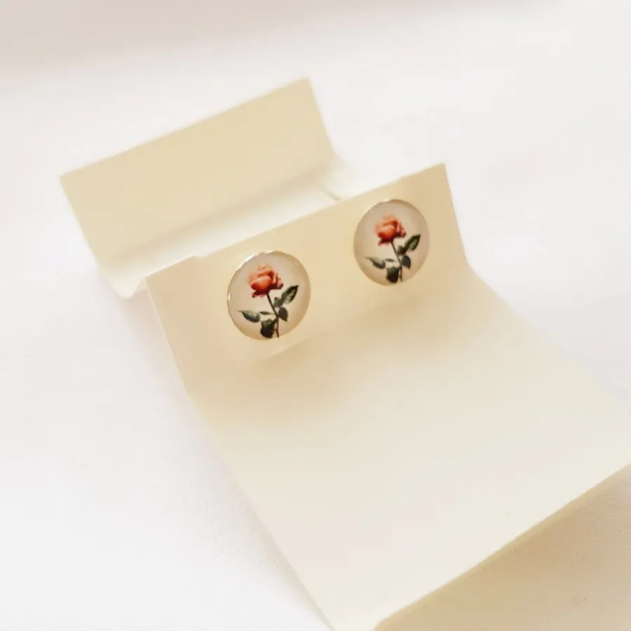 گوشواره گل رز  نقره 925