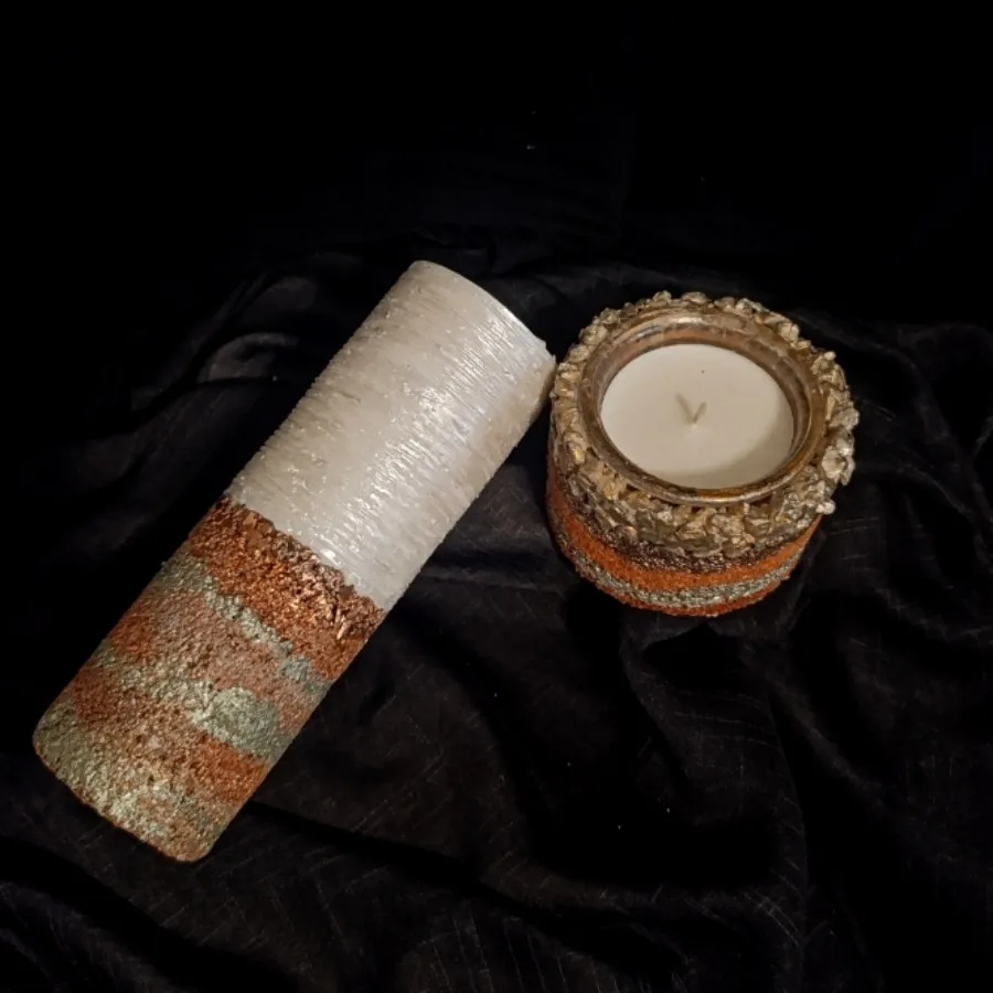 ست شمع استوانه و جا شمعی
