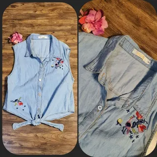 نیم کراپ جین گره ای