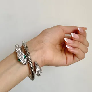 دستبند مار استیل نگیندار