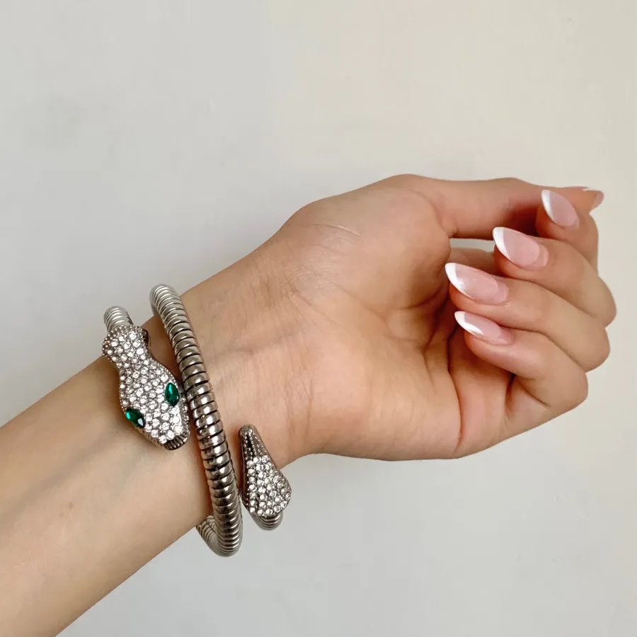 دستبند مار استیل نگیندار