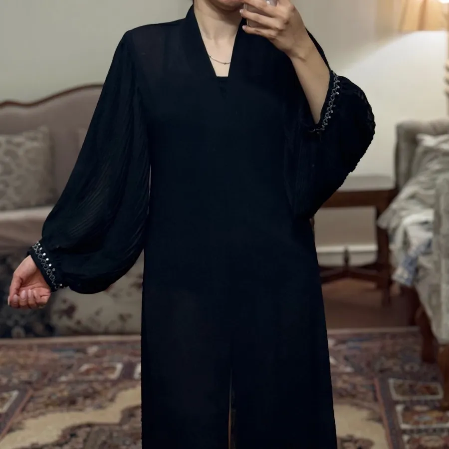 مانتو حریر بلند مشکی