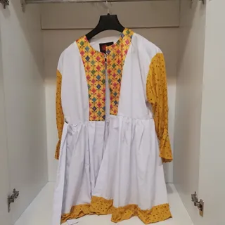 مانتو سنتی سفید زرد