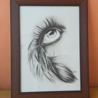 تابلو سیاه قلم چشم