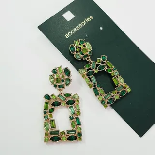 گوشواره طلایی نگین سبز