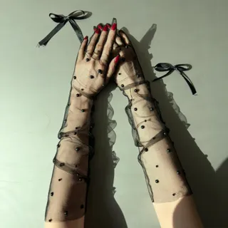 دستکش مرواریدی مشکی