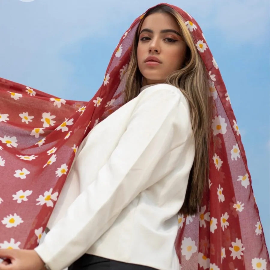 شال نخی طرح بابونه