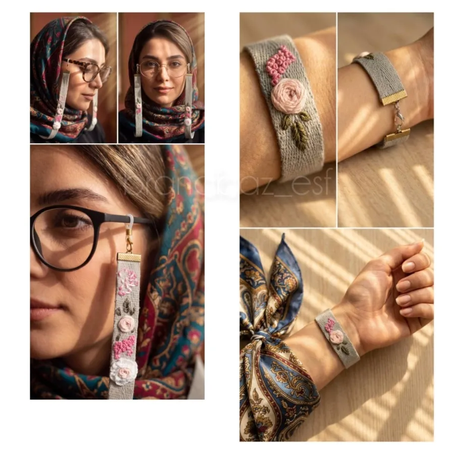 بندعینک و دستبند گلدوزی