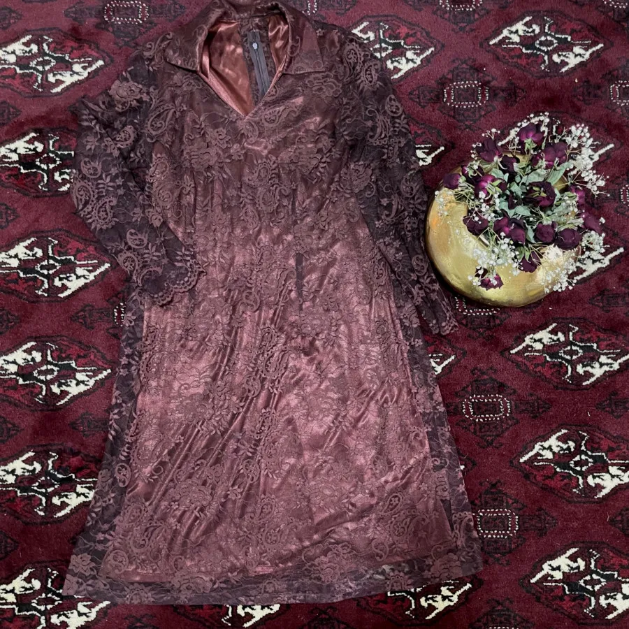 پیراهن گیپور قهوه ای
