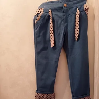 شلوار کتان آبی وارداتی