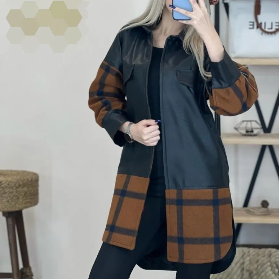 پالتوترکیبی چرم وپشم