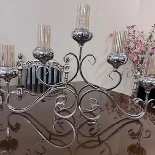 شمعدان استیل 5 شاخه جفت