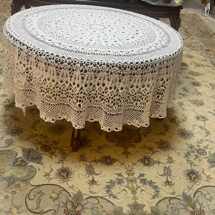 رومیزی قلاب بافی گرد