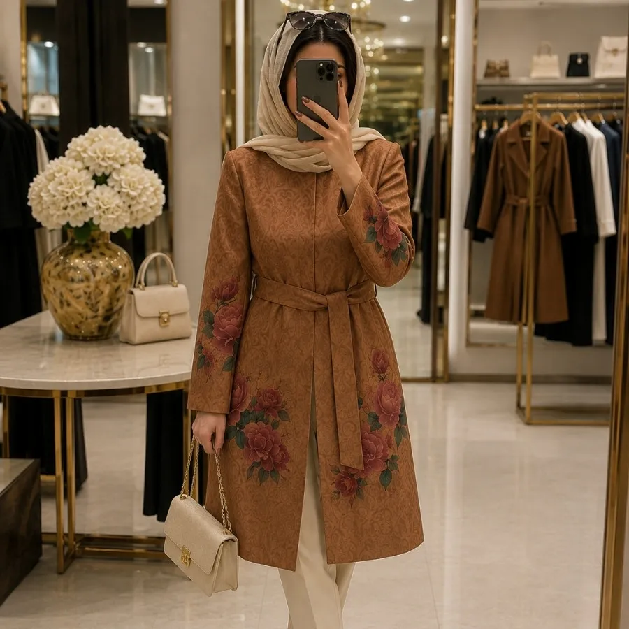 مانتو حاشیه گل وارداتی