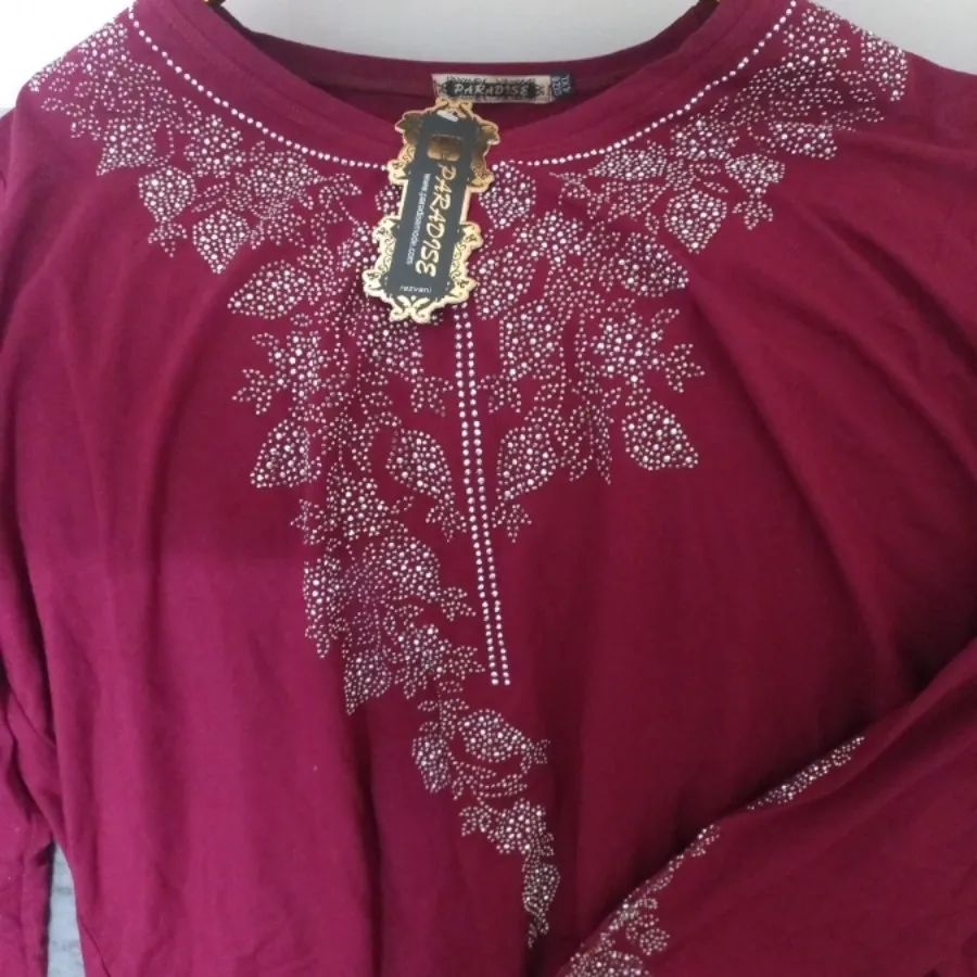 بلوز نخی نگین کاری