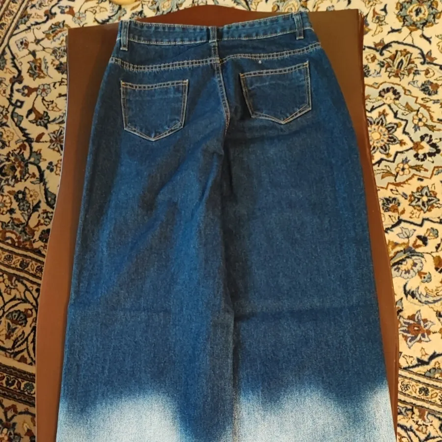 شلوار جین وایدلگ زاپدار