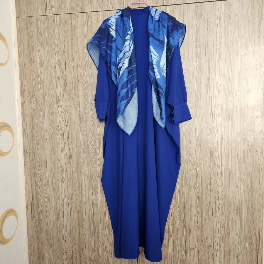 عباو روسری ست آبی کاربنی