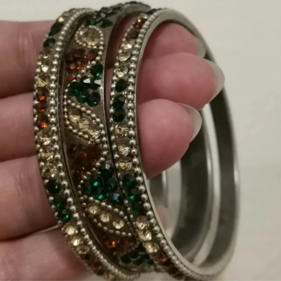 النگو هندی ست نگین سبز