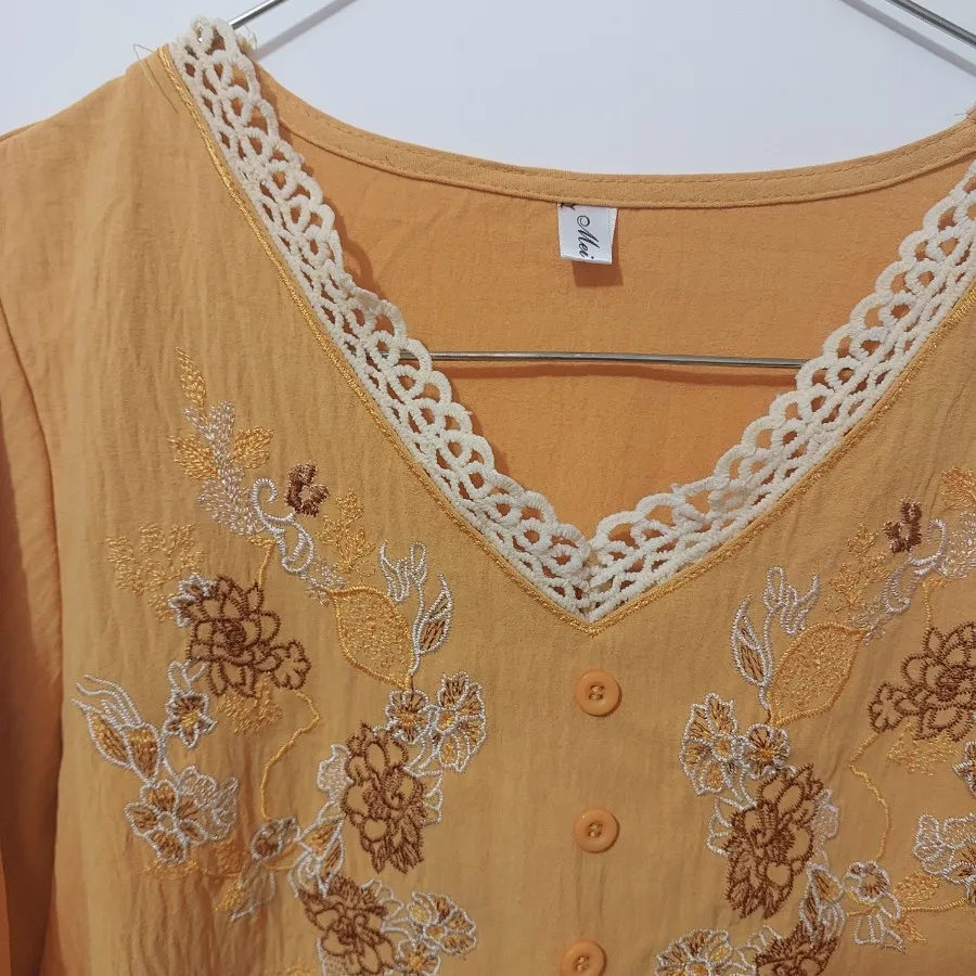 شومیز زرد ابروبادی گلدوزی