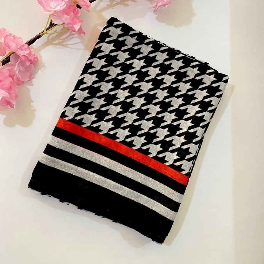 شال نخ پنبه سیا اسکارف