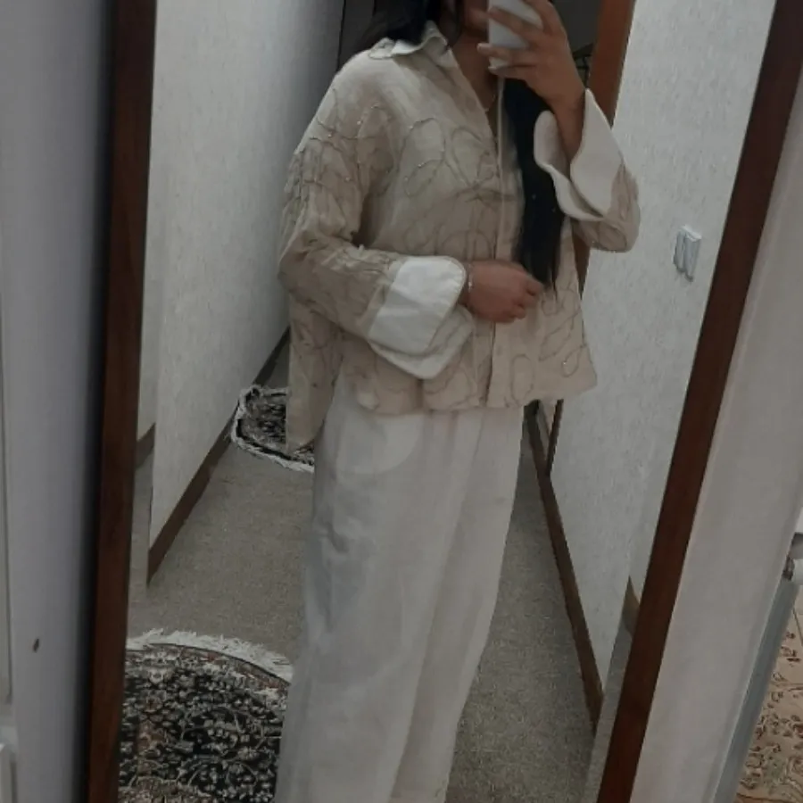 ست شومیز شلوار لینن کرمی