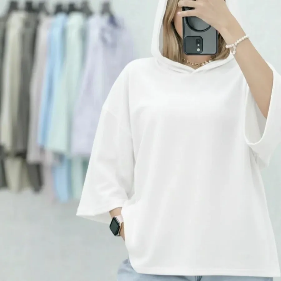 تیشرت باکسی کلاهدار