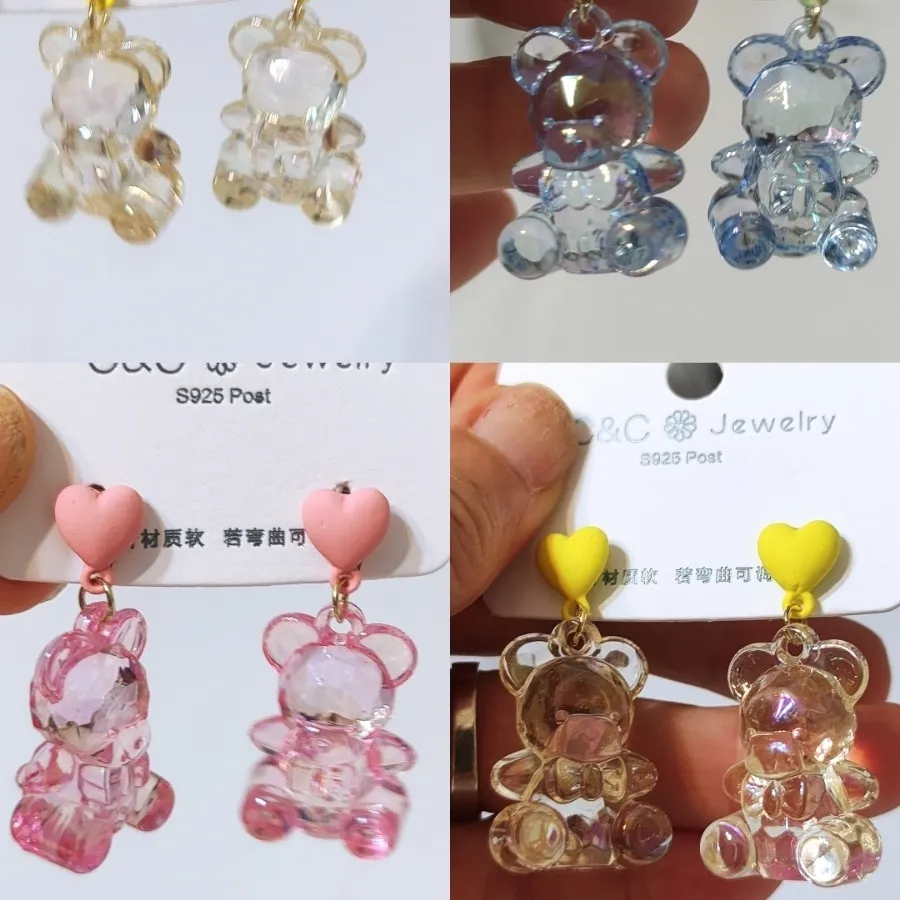 گوشواره پاندا میخ نقره