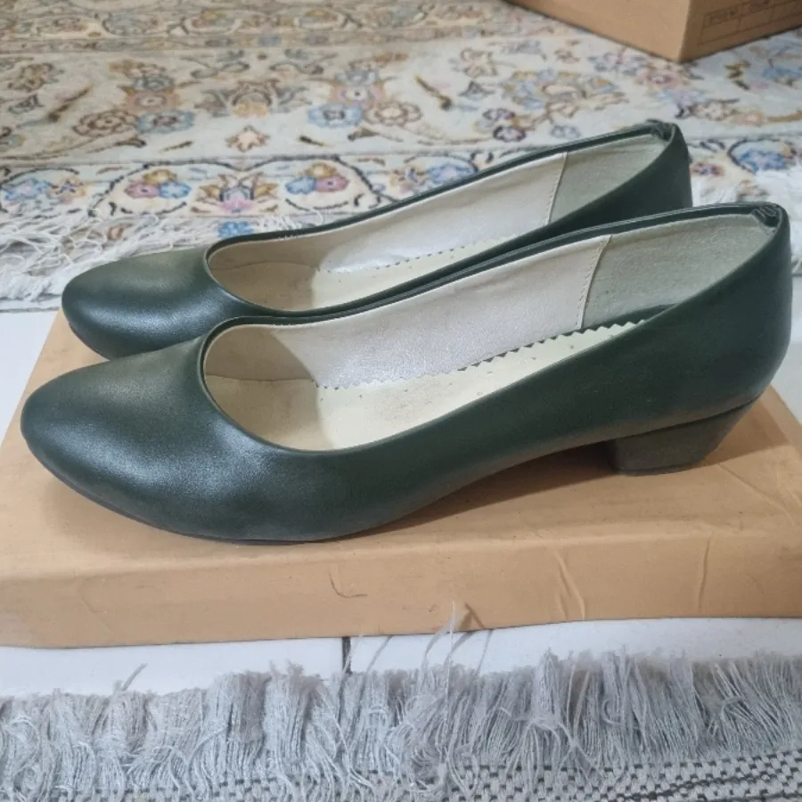 کفش سبز پاشنه کوتاه