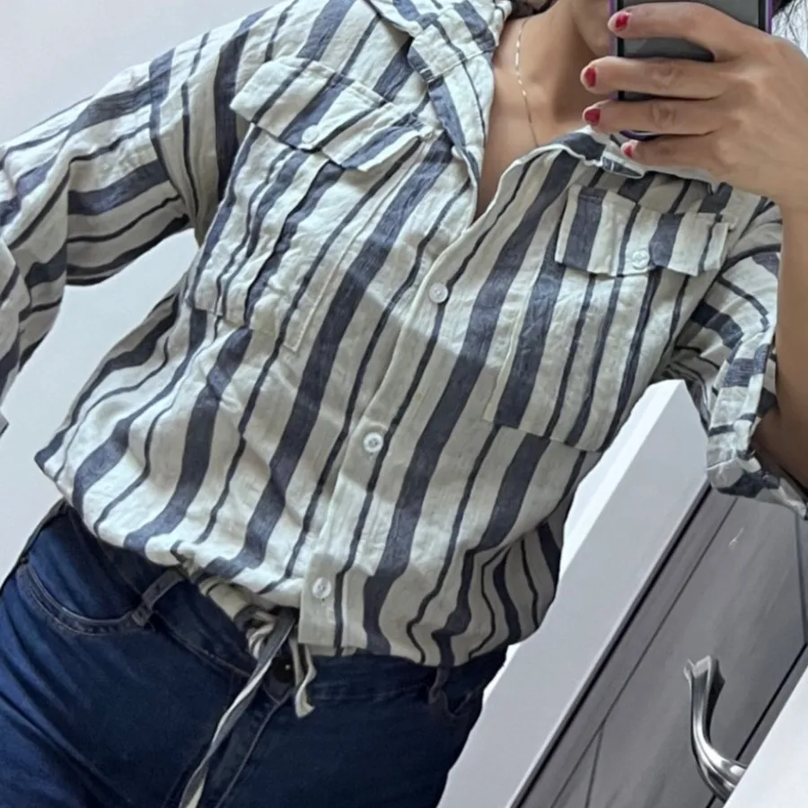 شومیز لینن راه راه