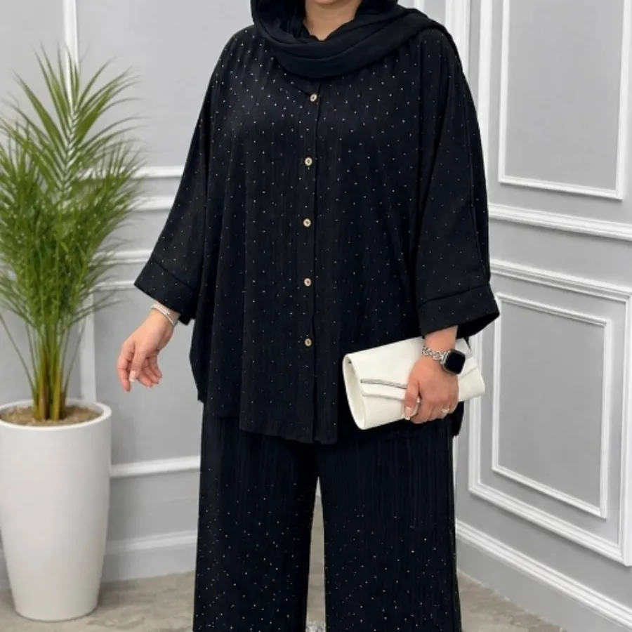 ست محرمی مشکی نگینی