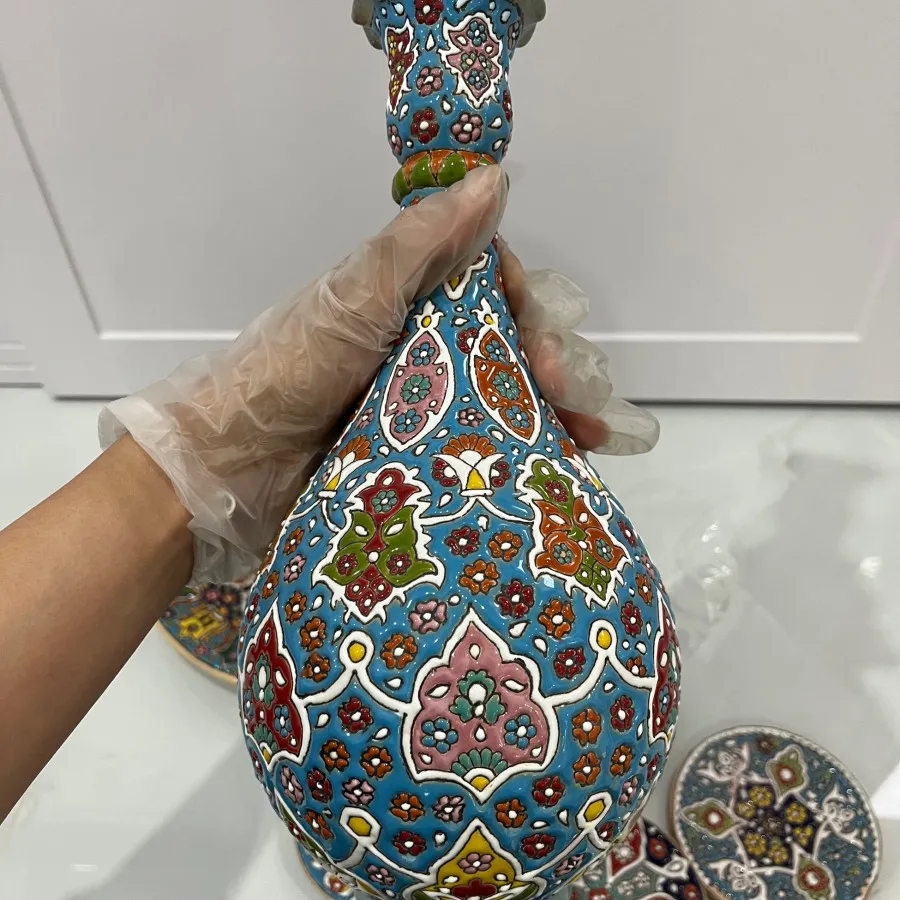 ست بشقاب و تنگ میناکاری