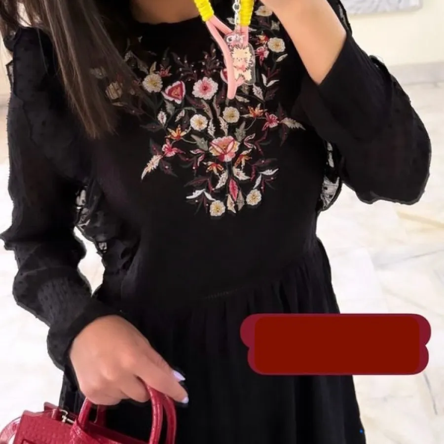 پیراهن مجلسی مشکی گلدوزی