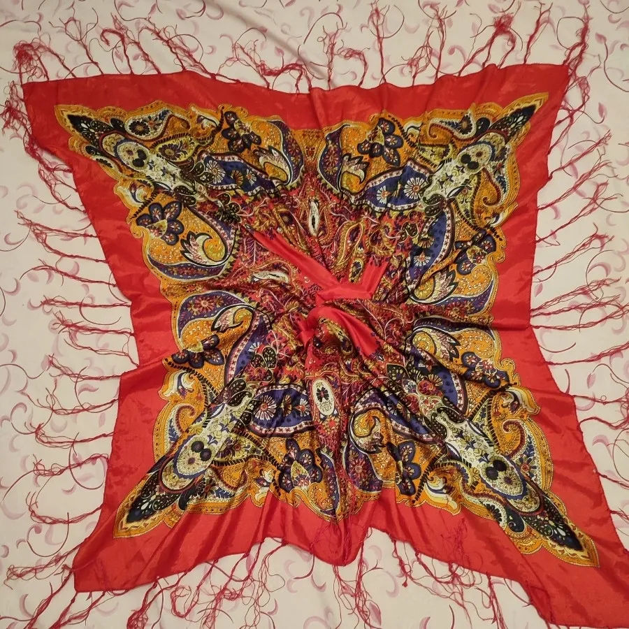 روسری ساتن ابریشم مجلسی