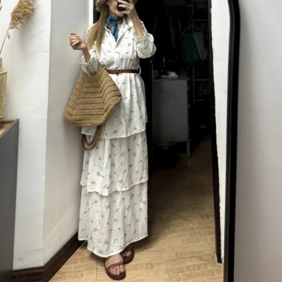 پیراهن چین چینی گلداربلند