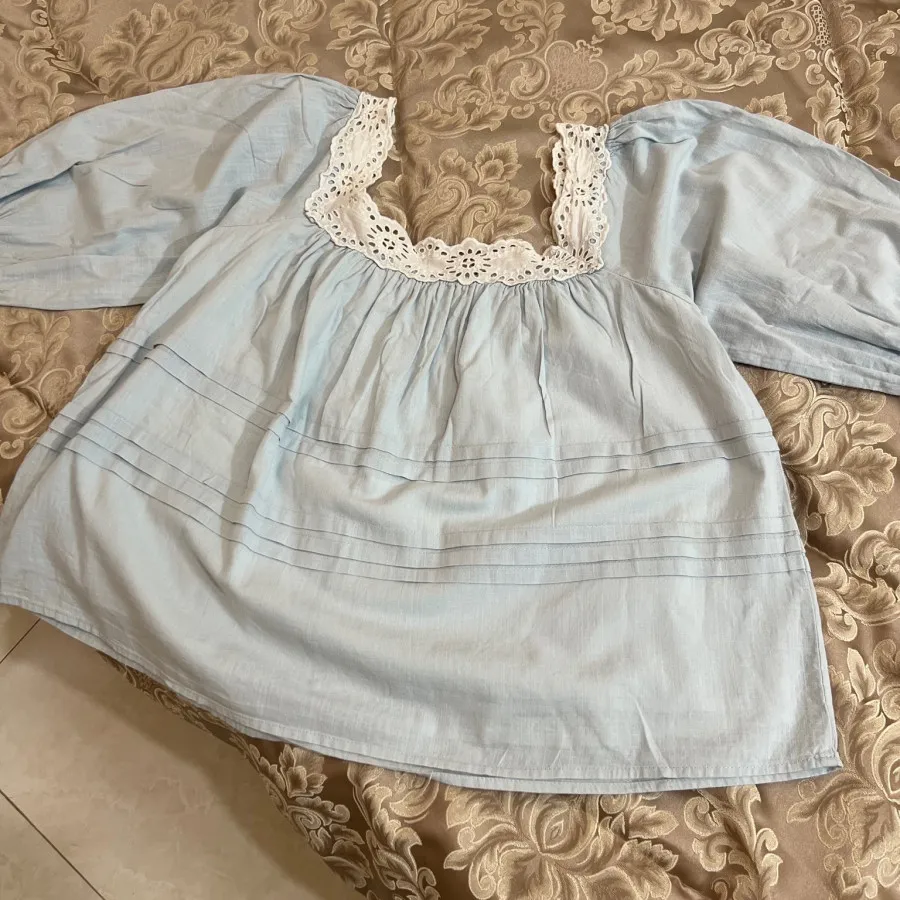 شومیز نخی ابی پاستیلی