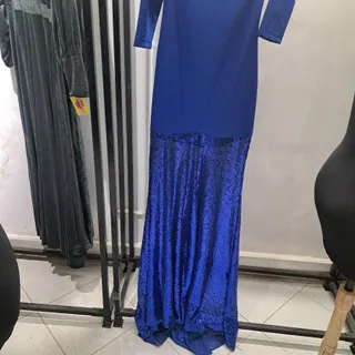 پیراهن بلند مجلسی آبی
