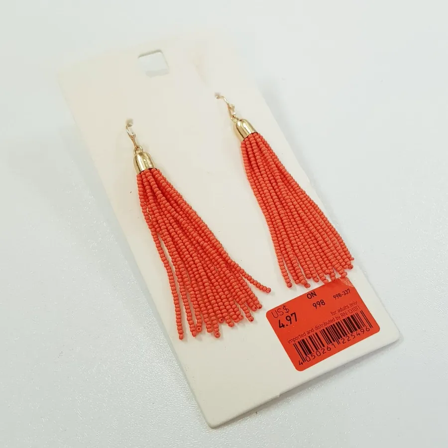 گوشواره طلایی آویز منجوق