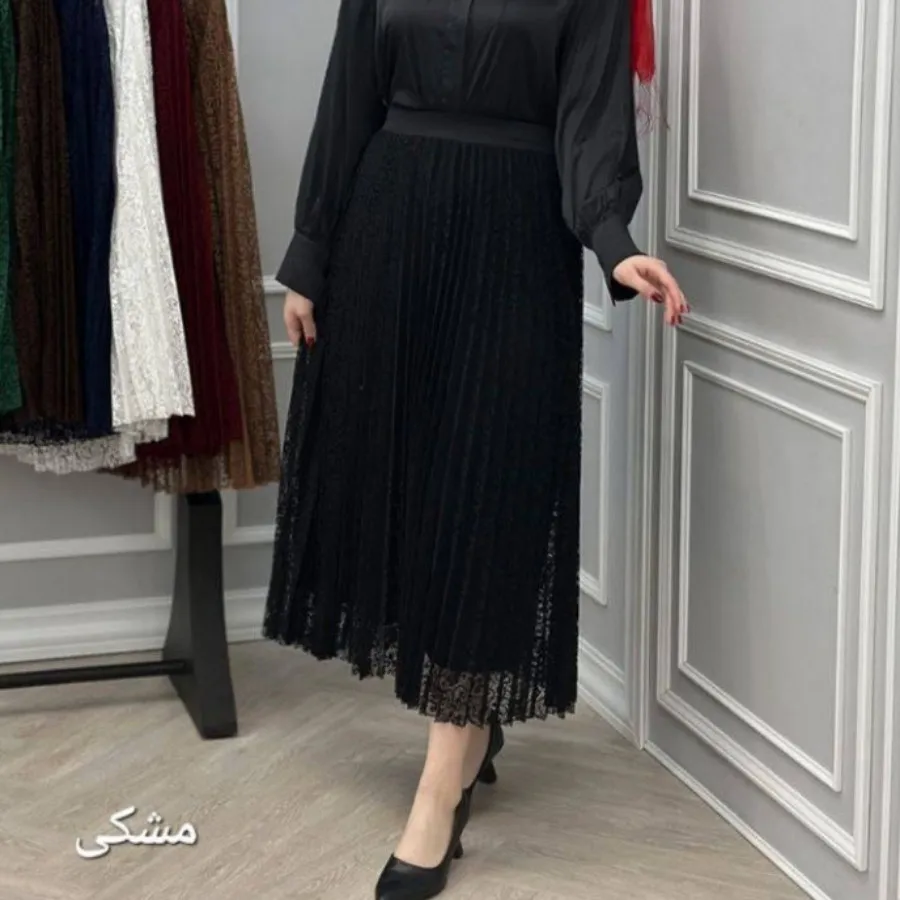 دامن مجلسی مشکی گیپوری