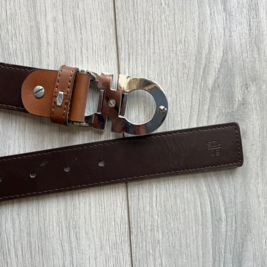 کمربند قهوه چرم FERRAGAMO